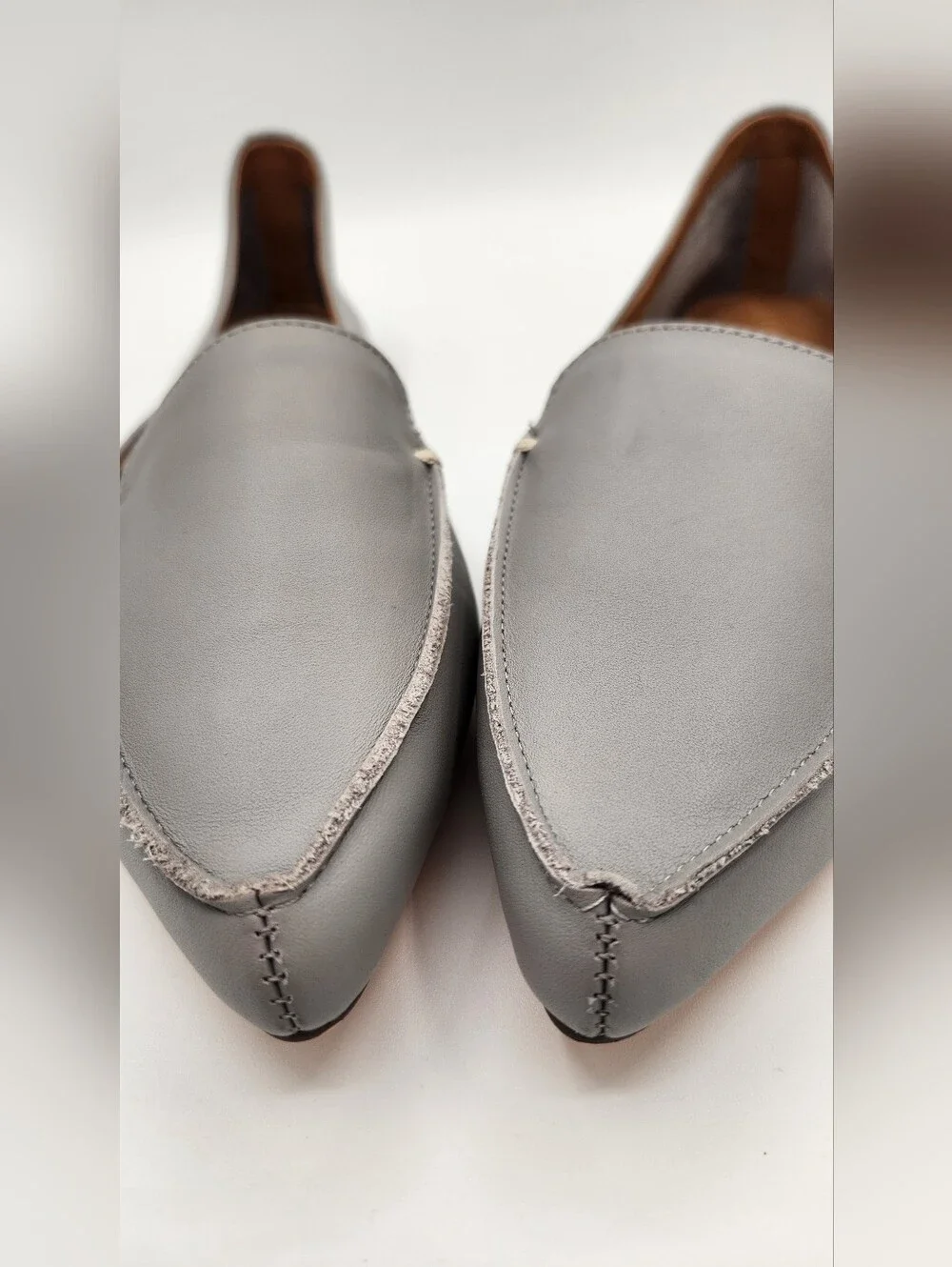 NWOT J.Crew Factory Leather Edie Loafers Pewter Gray Size 11